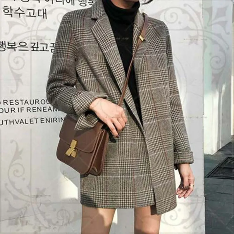 

Small suit female short coat Korean version 2019 spring and autumn new fashion retro plaid women and jackets