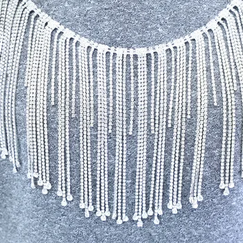 

3 Yards/lot Flat Silver Rhinestones Cup Chain Tassel Belt DIY Jewelry Dress Crystal Accessories for Clothes Dress Bags Shoes