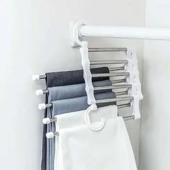 

5 in 1 Stainless Steel Multi-function Retractable Pants Hanger Rack Trouser