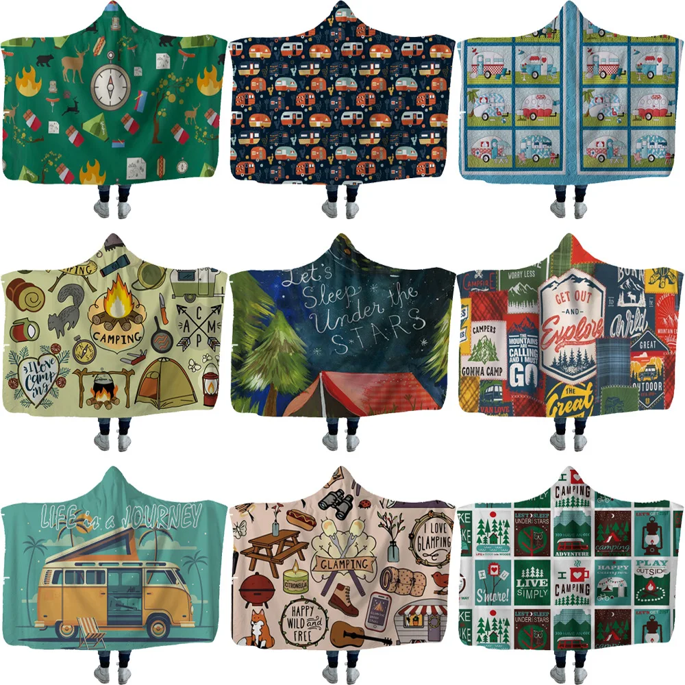 

2019 amazing hooded cape cap home blanket children's thickening blanket camping series