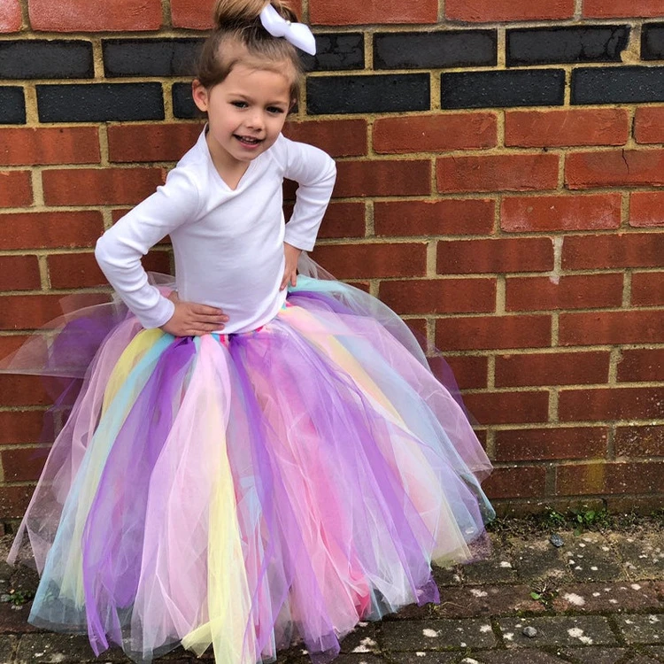 Baby Meisjes Witte Lange Tutu Rokken Tule Rok Pettiskirts Underskirtd Kinderen Party Kostuum Rokken|Rokken| - AliExpress