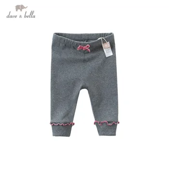 

DB15333 dave bella autumn baby girls fashion bow solid pants children full length kids pants infant toddler trousers