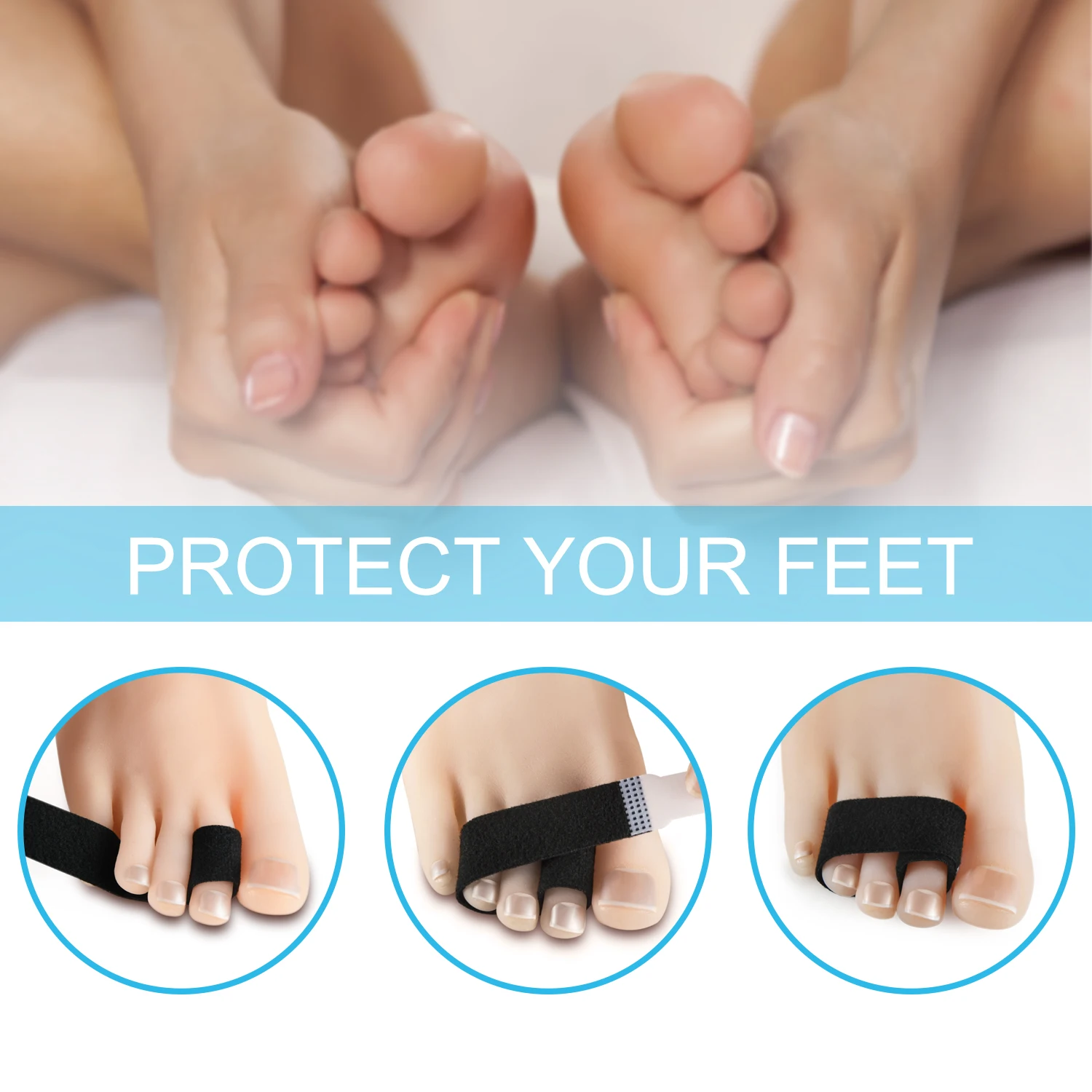 10pcs Fabric Toe Finger Wrap Hammer Toe Hallux Valgus Corrector Straightener Cushioned Bandages Toe Separator Splints Tape D2871