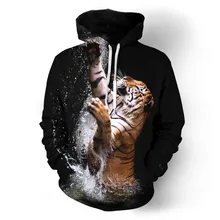SOSHIRL Fighting между толстовки с тиграми крутой для хипстеров панк животное чёрное худи унисекс зимняя Толстовка Harajuku классические пуловеры