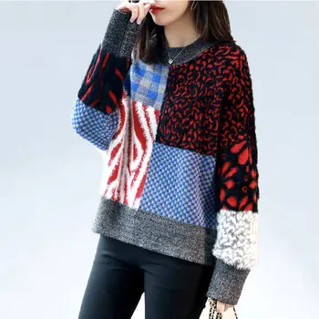

Thick Warm Modis Runaway Contrast Autumn Winter Sweater Pullover Women Female Knitted Sweater Long Sleeve Modis Casual Sweater