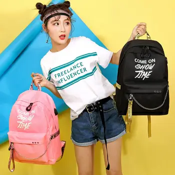 

Women Backpack Leisure Backpack Outdoor Sports Letters Print School Bag Waterproof Unisex Travel Hiking Luminous Teenagers