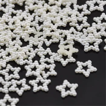 

50PCS 13mm Beige Star Shape Imitation Half Pearl Flatback Beads for Scrapbook DIY Decoration