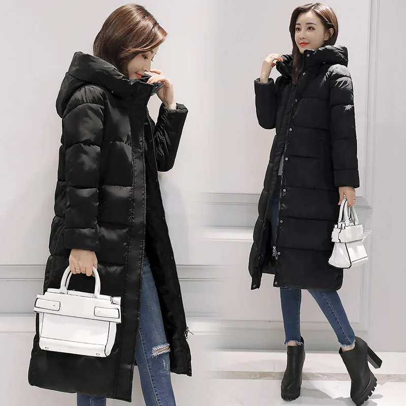 

Comfortable warm long knee over thick winter women's down jacket temperament commute slim large size coat women