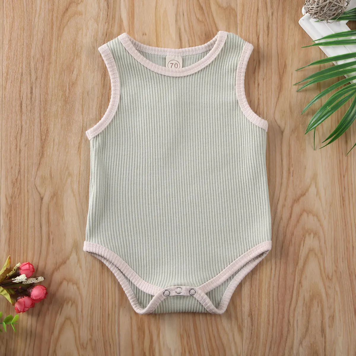 

Baby Summer Rompers Toddler Baby Boy Girl Cotton Sleeveless Romper Jumpsuit Sleeveless Summer Pullover Button Solid