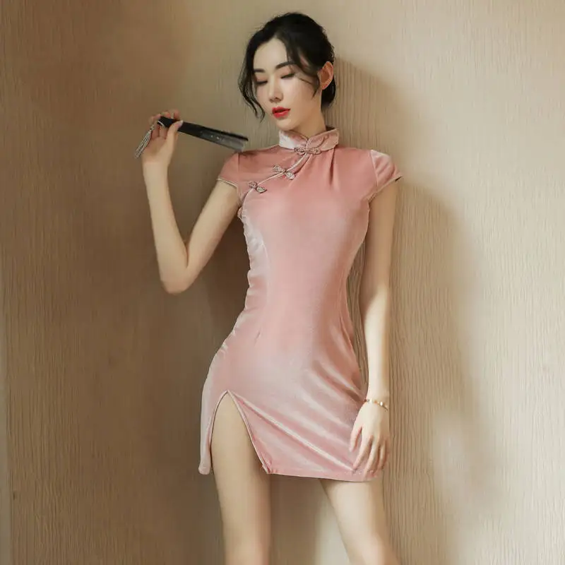 Cosplay&ware Fresh Girl Short-sleeved Sexy Underwear Spring And Summer Dress T Split Fashion Temperament Slim Cheongsam Skirt -Zentai shop online H776b0eb292d542d89f76db29c2814538f.jpg