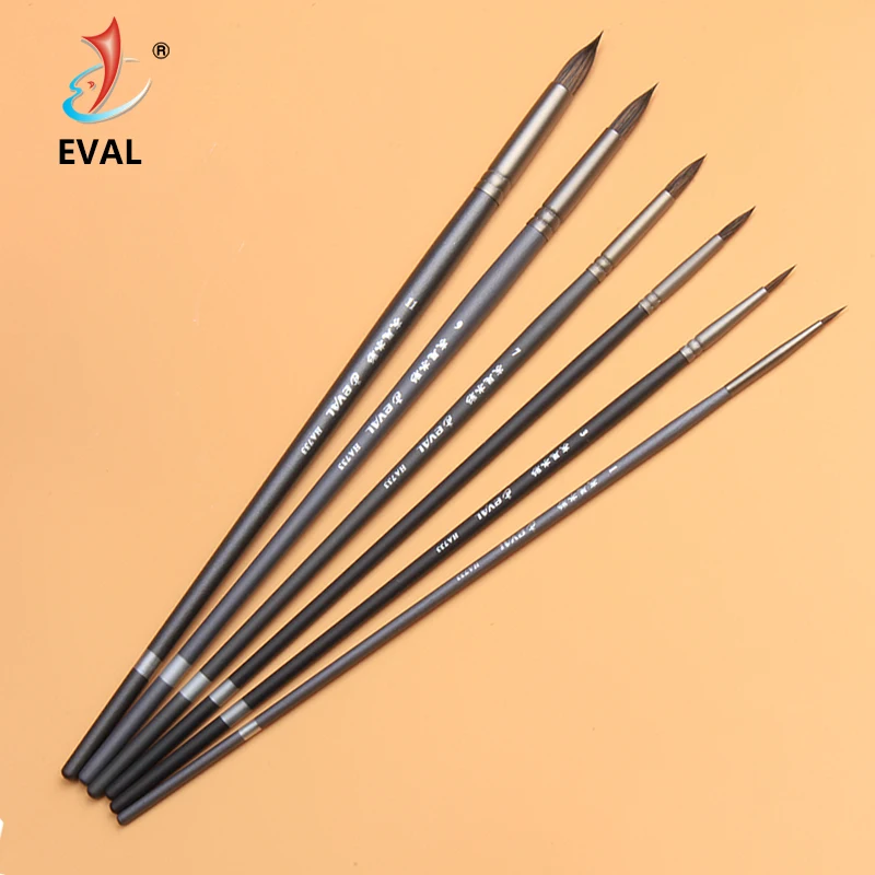 Eval 6Pcs Set Professional Squirrel Hair Round Pointed Artist Paint Brush Pen Art Supplies For Acrylic Oil Painting Art Brush 4 pcs flat paint brushes professional artist paintbrush for acrylic painting face body art crafts rock painting