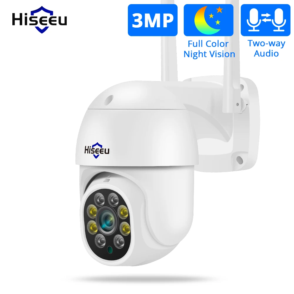 Беспроводная купольная IP-камера Hiseeu 1536P 3 Мп Wi-Fi 5-кратный цифровой зум