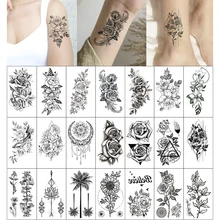 

2022 30PCS/Lot Sexy Fake Sketchs Flowers Tattoo for Woman Hands Arm Body Waterproof Temporary Tattoos tatouage temporaire femme