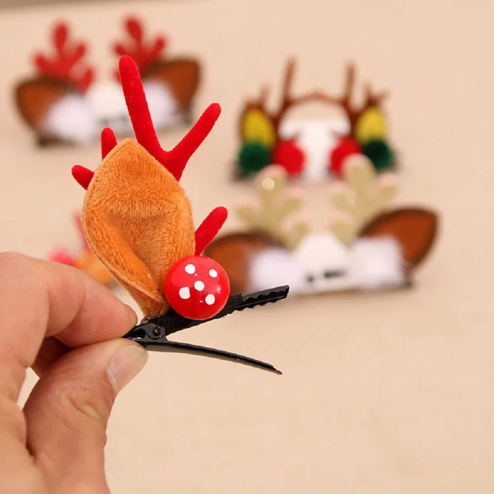 1/2pcs Cute Deer Ear Hairpins Christmas Barrettes Hair Decorationd Beautiful Deer Antlers Hair Clips Accessories Girls Gift