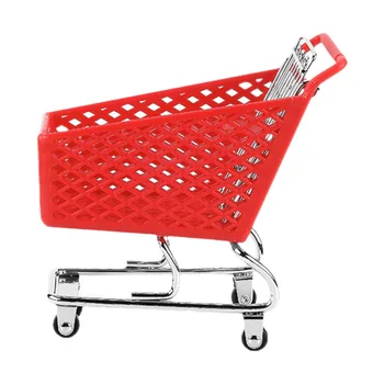 

Creative Mini Plastic Shopping Cart Rought Iron Storage Basket Random Color