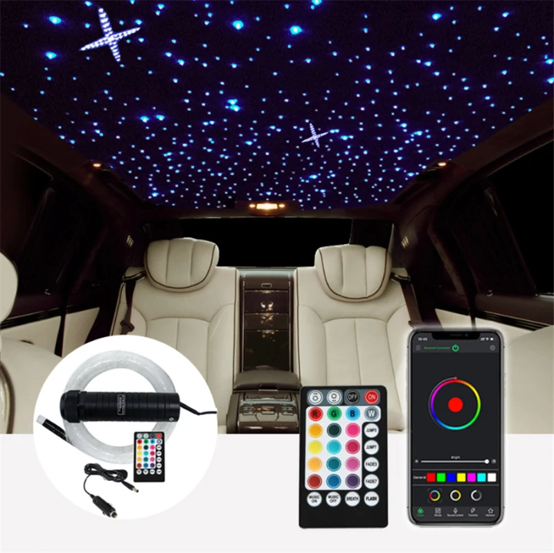 US $29.48 Car Use Bluetooth Twinkle Decorative Lamp RGB Fiber Optic Light APPRemote Music Mode Star Ceiling Headliner Lights Mixed 12V