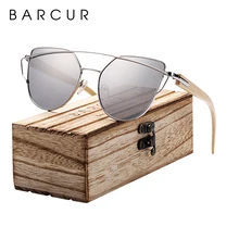 BARCUR кошачий глаз солнцезащитные очки Женские бамбуковые солнцезащитные очки UV400 зеркальные винтажные деревянные солнцезащитные очки
