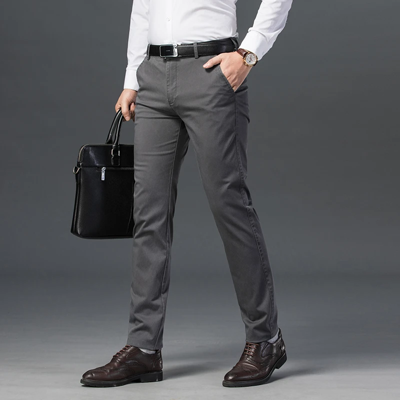 Pantalones de lino hombre, pantalón Formal y suelto, color beige, oficina, talla informales| - AliExpress