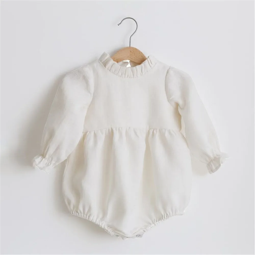 cute baby bodysuits Baby Girl Clothes Solid Color Long Sleeve Baby Clothing Jumpsuits 0-24M 100% Cotton Linen Newborn Baby Girl Rompers Baby Bodysuits are cool Baby Rompers