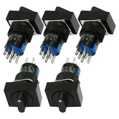 

AC 250V 5A Rectangular 3 Position 2NO 2NC Selector Push Button Switch 5 Pcs