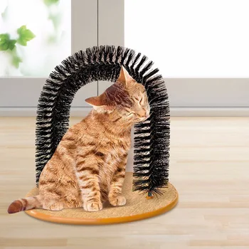 

Good Arch Pet Cat Self Groomer With Round Fleece Base Cat Toy Brush Toys For Pets Scratching Devices Cat Grooming Brush Supplies