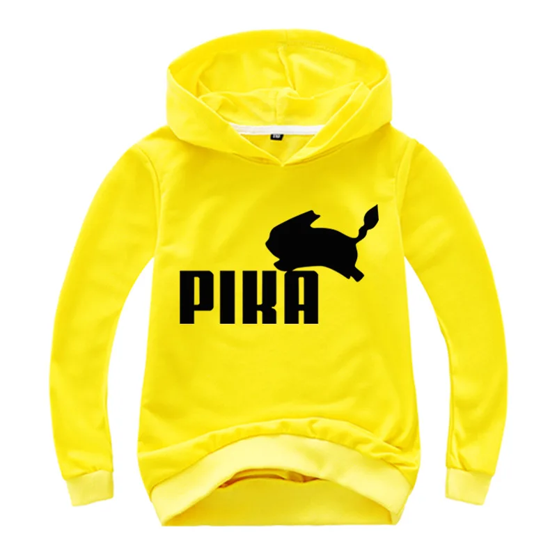 От 2 до 16 лет, модная красивая толстовка с покемоном Детские аниме Pika логотип принт Детская футболка с длинными рукавами для мальчиков толстовки с капюшоном с рисунком Пикачу Детские толстовки для девочек