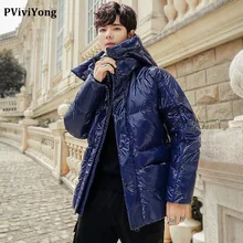 PViviYong в Корейском стиле Зимние Высококачественный спальный мешок на белом утином пуху, куртка с капюшоном для мужчин, хлеба, служили пуховое пальто, парка пальто для женщин, плюс размер, S-3XL YR102