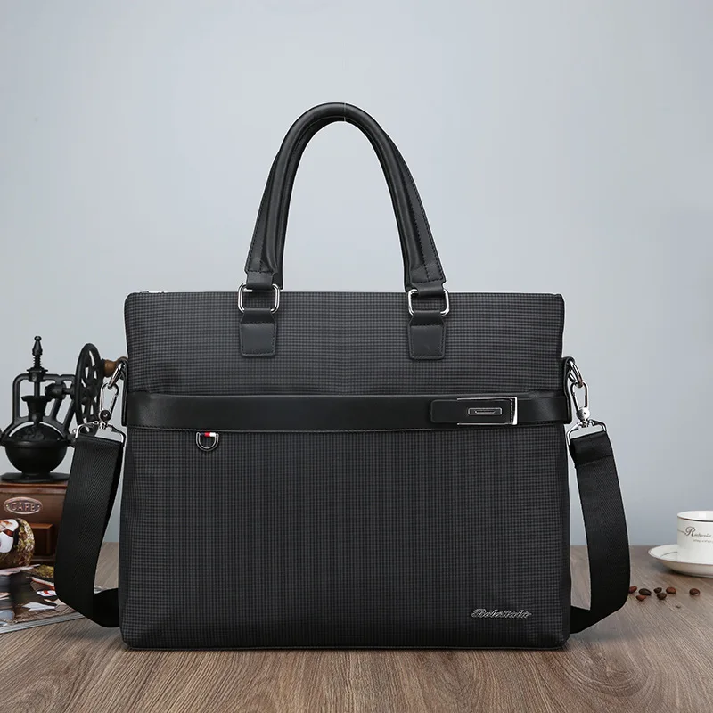 

Plaid Document MEN'S Handbag Horizontal And Vertical-Business Casual Computer Bag Shoulder Bag Cross-body Travel Bag