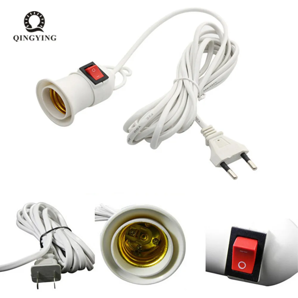 1pcs E27 Lamp Bases With 4M Power Cord To EU Plug Holder Adapter