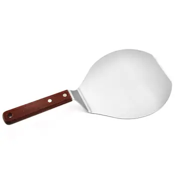 

Pizza Peel Shovel with Wooden Handle Kitchen Round Cake Steel Oven Transfer Tray Stainless Paddle Bakers Pizza Blade A1Z6