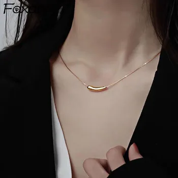 

Foxanry 925 Sterling Silver Trendy Necklace Creative Simple Peas Eggplant Pendant Clavicle Chain Elegant Wedding Bride Jewelry