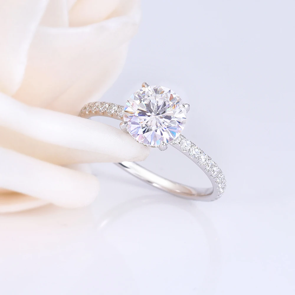 DovEggs, романтическое кольцо из белого золота 14 к, 3ct Cusion Cut EF, белое Ювелирное кольцо с муассанитом и бриллиантами для женщин, подарок на свадьбу, помолвку