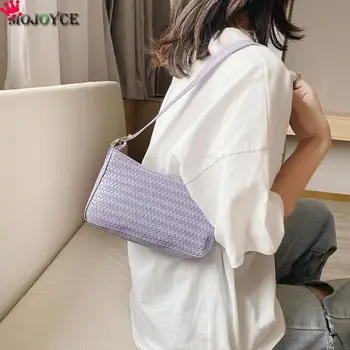 

Fashion Weave PU Women Handbag Tote Casual Solid Color Underarm Shoulder Bag Popular Simple Female Daily Bag