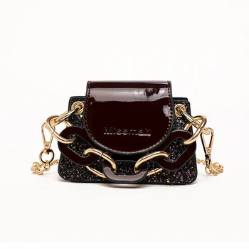 

Elegant Female Mini Sequin Tote bag 2019 Fashion Quality Patent leather Women's Designer Handbag Chain Shoulder Messenger Bags