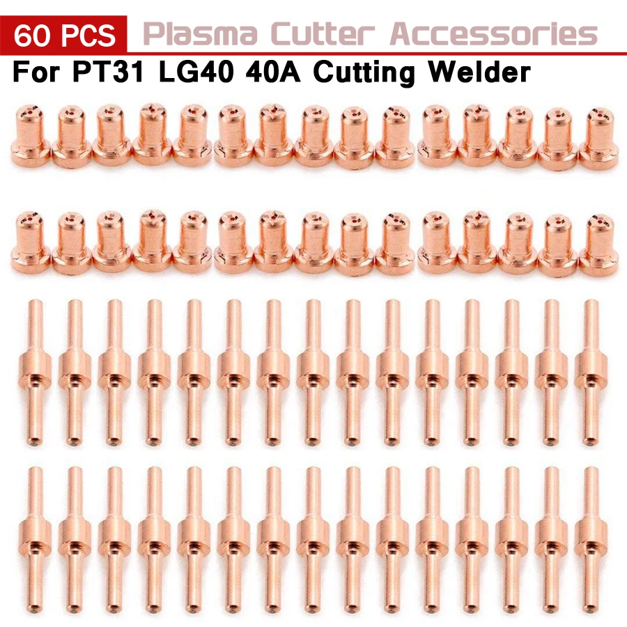 flux paste 60pcs Red Copper Extended Long Plasma Cutter Tip Electrodes/Nozzles Kit Mayitr Consumable For PT31 LG40 40A Cutting Welder harbor freight flux core wire