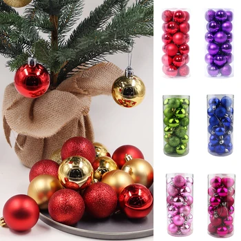 

24pcs 4cm Christmas Balls New Year's Decorations Plastic Hanging Ball Christmas Tree Ball Christmas Tree Ornaments for home 2021