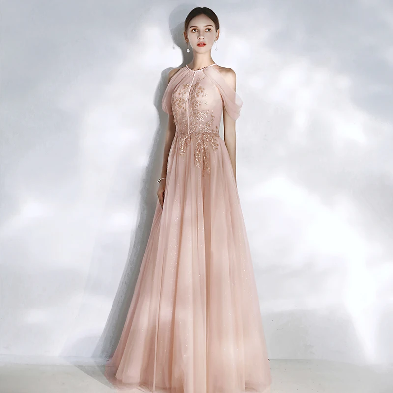 Выпускные платья длинные Vestidos De Gala тюль платья с аппликацией для официального приема Vestido Formatura Robe De Soiree