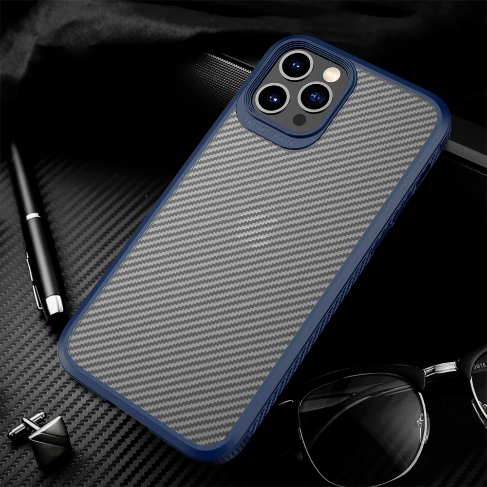 case for iphone 12 pro IPAKY for iPhone 13 Case for iPhone 11 12 Pro Case Carbon Fiber Skin Transparent Acrylic Cover for iPhone 11 12 13 Pro MAX Case iphone 12 pro waterproof case