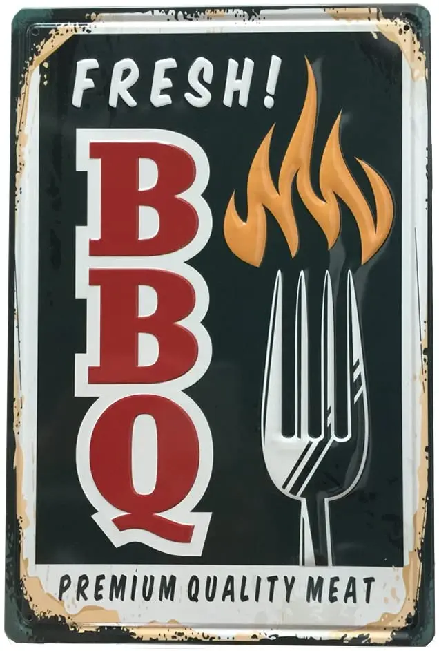 YOSEE fresh bbq tin logo wall artwork 8 x12 inch (20 x30cm) | Дом и сад