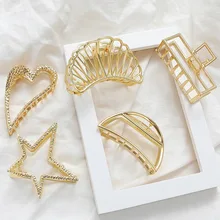 Женский головной убор в стиле ретро из металлического сплава с зажимом в виде когтей и геометрическим орнаментом в виде цветка и сердца, минималистичные аксессуары для волос в геометрическом стиле