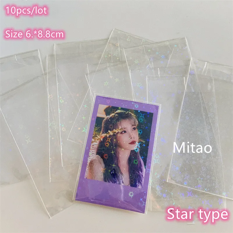 5pcs /lot Korea Kpop Photocards Protector Storage Bag Transparent Sleeves  Card Holder With Chain School Korean Stationery