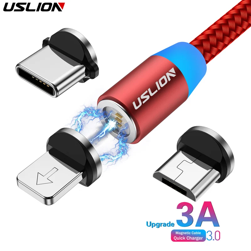 Магнитное зарядное устройство USLION магнитный микро USB кабель для быстрой зарядки 3