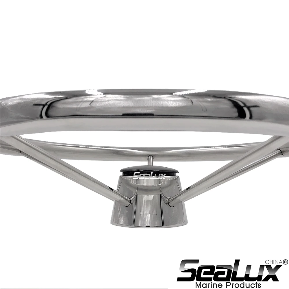 Sealux Stainless Steel 13-1/2" Steering Wheel with Black PC cap for Marine Boat Yacht