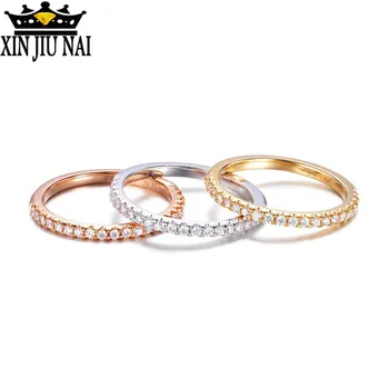 

3colors Engagement Ring Gold Ring Natural White Or Rose Gold Diamond Round Fine Jewelry Couple Rings Small gemstone ring