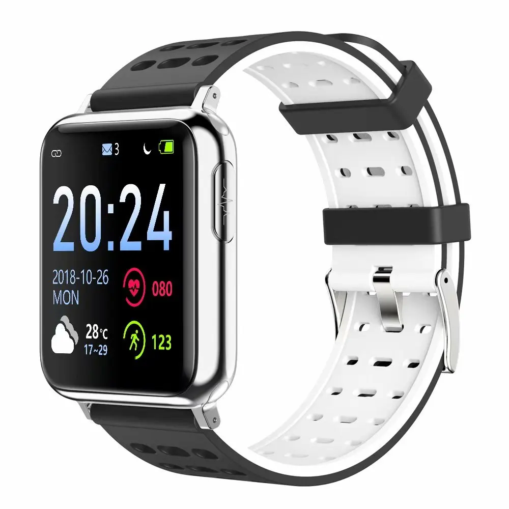 ECG PPG SPO2 Smart Band Watch Men Blood Pressure Oxygen Heart Rate Monitor Smartwatch Women Waterproof for Android IOS Xiaomi - Цвет: Silver White Silica