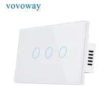 Vovoway US сенсорный выключатель, светильник, домашняя настенная палка прерыватель, панель из закаленного стекла, AC110V-220V 3 комплекта