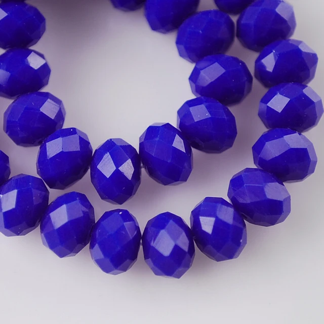 Rondelle Faceted Czech Crystal Glass Solid Color 3x2mm 4x3mm 6x4mm 8x6mm 10x7mm 12x8mm Loose Spacer Beads for Jewelry Making DIY 60 Opaque Dp Blue