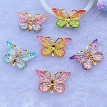 

10Pcs Mixed Mini Shiny butterfly Flatback Acrylic Kawaii Scrapbooking Fit Phone，Shoes, bags Embellishments Diy Accessories C78