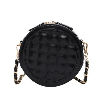 

Solid color small round bag female new 2019 Quality female bag rhombic circular chain Single shoulder diagonal span bag