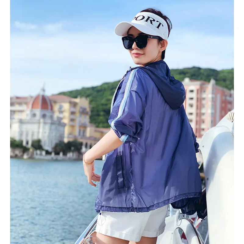 

Thin Breathable Sun-resistant Clothing Women's Outdoor Short Coat 2019 Summer New Products Loose And Plus-sized Hooded Sun-resis